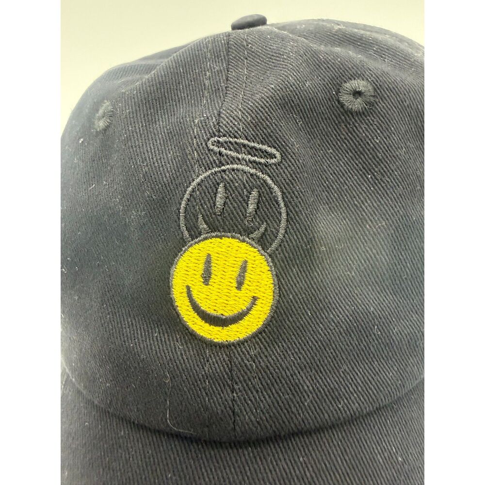 Sonmony Black Smiley Face Baseball Cap Hat NWT